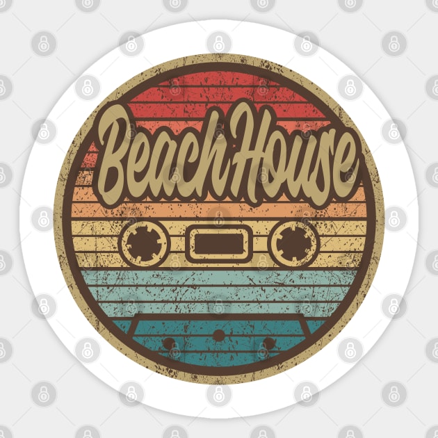 Beach House Retro Cassette Circle Sticker by penciltimes